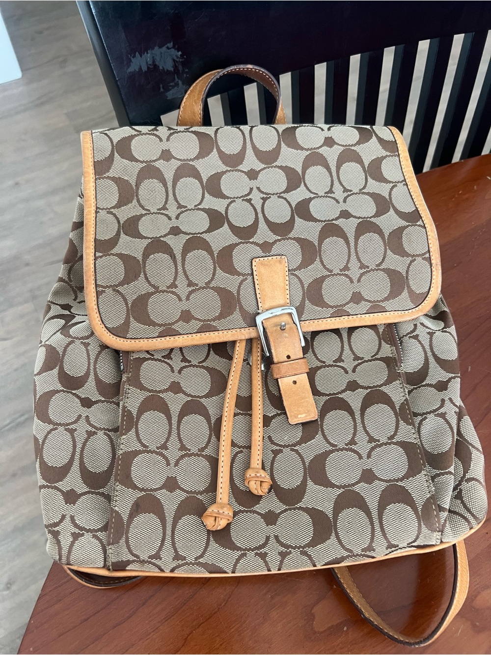Coach Monogram Canvas Backpack in Brown and Tan